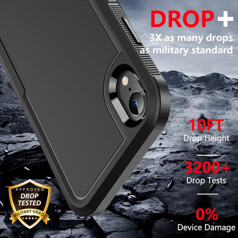 SPIDERCASE iPhone XR Case (Black) - 10 FT Military Grade Drop Protection, Shockproof Airbag, Non-Slip, 2 Tempered Glass