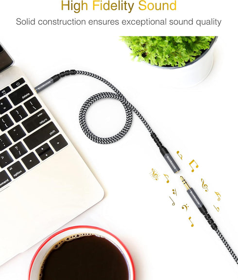 BlueRigger Headphone Extension Cable (3FT, 24K Gold Plated Jack, Hi-Fi Sound, 3.5mm Male to Female Stereo Audio Cable) Aux Cord for iPod, Laptops, Smartphones, Speakers, Tablets, Home Car Stereo by BlueRigger