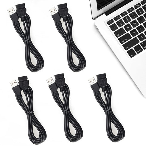 6 5-Pack, 2.0 Smays USB Extension Cable ft USB-A Male to Female Extender Cord Lot