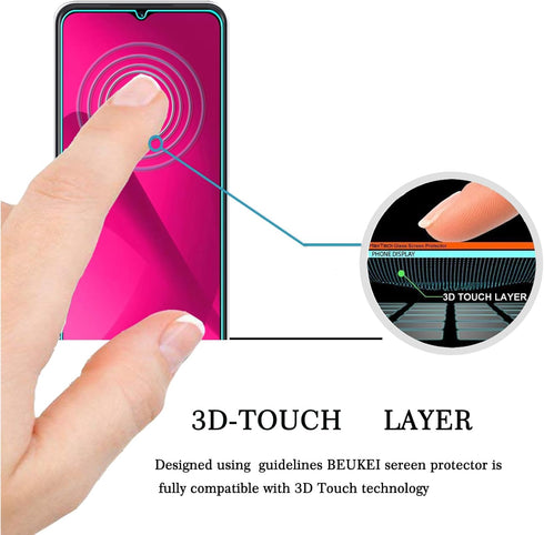 beukei (3 Pack) Tempered Glass Screen Protector for T-Mobile REVVL 7 5G, Anti Scratch, Bubble Free