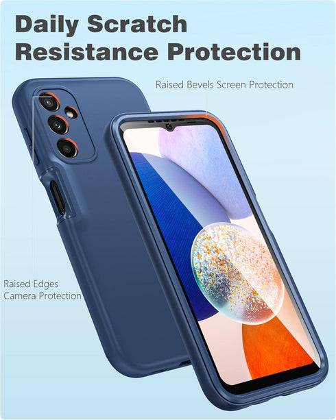 FNTCASE Shockproof Silicone Protective Phone Case for Samsung Galaxy A14-5G, Slim Dual Layer Rugged, Navy Blue