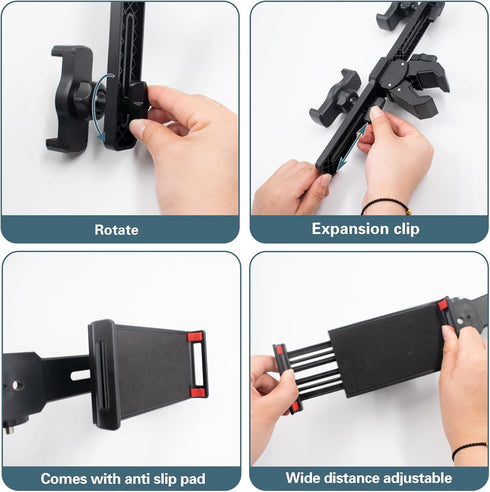 JoyHuaTrade 360 1/4'' Dual Holder Smartphone and Tablet Tripod Mount Adapter, Universal Rotation Adjustable Clip Stand