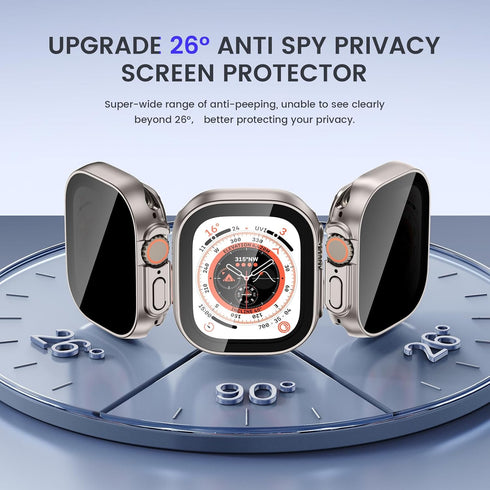 Goton 2 in 1 Privacy Waterproof Case for Apple Watch Ultra/Ultra 2, Screen Protector 49mm, Anti Spy Glass + Back Bumper