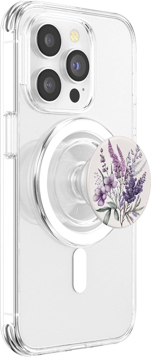 PopSockets MagSafe PopGrip for iPhone, Purple Lavender Blossom Leaves Flowers Floral Girly