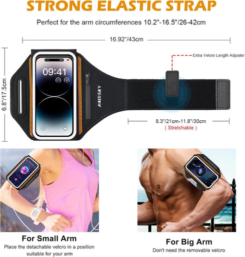 Phone Armband for Running, 3D Design Cell Phone Armband with Zipper Pocket for Earbuds, Water Resistant Sport Arm Band