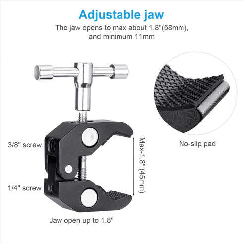FOMITO 11 inch Magic Arm with Super Clamp, Adjustable Articulating Arm for DSLR Camera Rig, LCD Monitor, LED Lights
