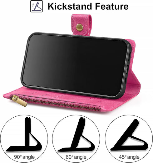 Antsturdy Wallet Case for Samsung Galaxy A32 5G - PU Leather Phone Case with Card Holder, Hot Pink