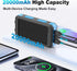 YELOMIN 20000mAh, 4 Pack Solar Power Bank Solar Charger Portable Phone Charger with Built-in Cables, USB-C Fast