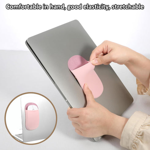 Aeaocvo Stick-On Mouse Pouch, Mouse Holder for Laptop, Universal Computer Mice Pocket Sleeve for Office Home