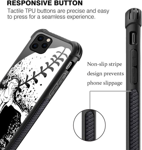 CARLOCA iPhone 12 Mini Case, Baseball Catcher at Home Pattern Design, Shockproof Anti-Scratch for Boys