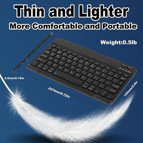 Ultra-Slim Bluetooth Keyboard and Mouse Combo - Rechargeable Wireless Set for PC, Tablet, and Smartphone