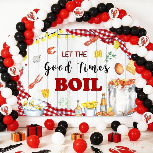 AIBIIN 7x5ft Let The Good Times Boil Backdrop Crawfish Boil Themed Birthday Backdrop Sea Lobster Birthday Party