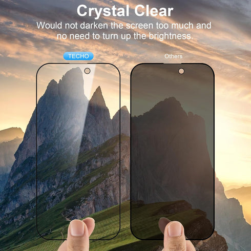 iPhone 15 Pro Max Privacy Screen Protector, 6.7" Tempered Glass, 9H Hardness, Edge to Edge, Anti-Spy, 2 Pack.