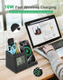 Pen Holder for Desk, Multi-Functional Organizer with Wireless Charger, Indoor Thermometer, Home Office Supplies