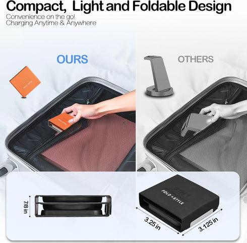 3-in-1 Foldable Magnetic Wireless Charger Keychain, 15W Fast Charger for iPhone 15/14/13/12, AirPods (Orange)