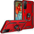 Military Grade Shockproof Case for Samsung Galaxy S21 FE, Red with 360 Metal Rotating Ring Kickstand Holder
