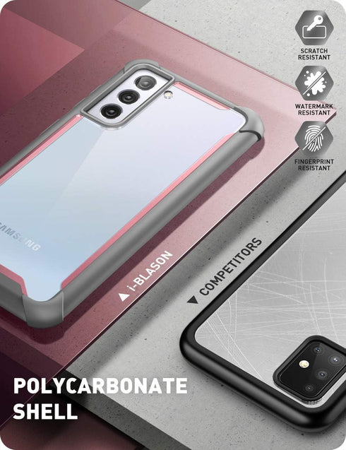 i-Blason Ares Series Case for Galaxy S21 Plus 5G, Rugged Clear Bumper Case Without Built-in Screen Protector (Pink)