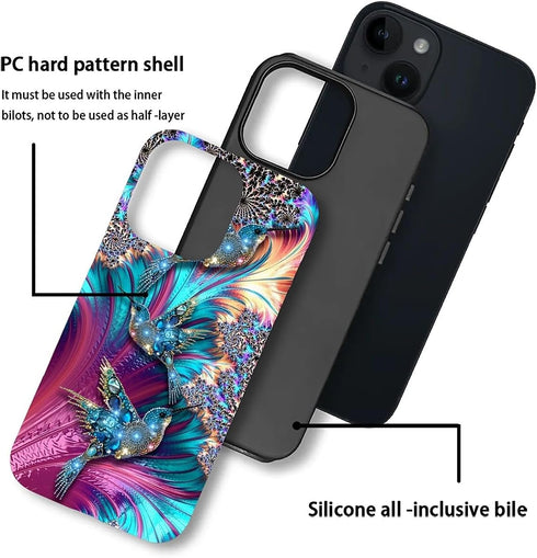AshaPro 13 2-in-1 13 6.1inch for iPhone Case with Glossy All Inclusive Anti Fall Doublelayer Protection Soft TPU+PC
