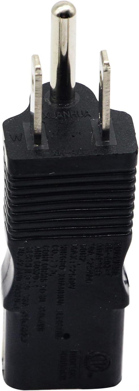 zdyCGTime 3 Prong USA C13 to NEMA 5-15P Plug Power Adapter, 10A/125V, 2 Pack