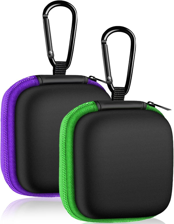 MOLOVA 2Pack Square Earbud Case with Carabiner, Portable EVA Storage Bag for Earphone, Earbud, Earpieces, SD Card