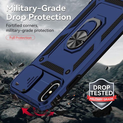 iPhone XS Max Case with Camera Lens Cover, HD Screen Protector, Military Grade Drop Protection, Magnetic Ring Holder