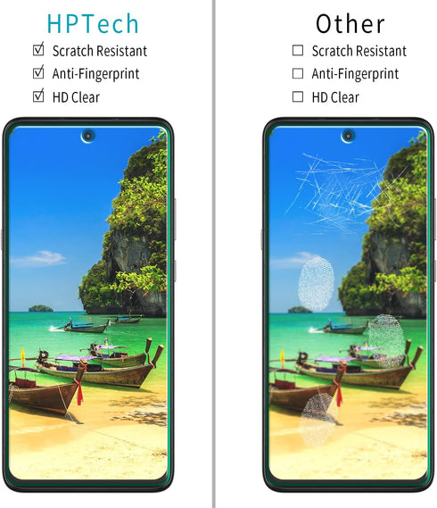 HPTech (2 Pack) Tempered Glass Screen Protector for Motorola Moto One 5G Ace, Anti Scratch, Bubble Free