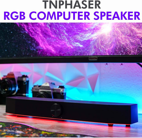 Tilted Nation Gaming Soundbar | RGB Monitor Sound Bar for PC | Crisp Audio and Adjustable LED | Wireless or USB Wired