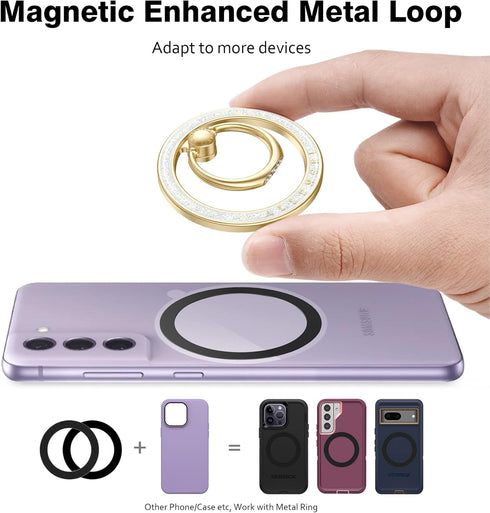 Allengel Compatible with MagSafe Phone Grip Stand, Magnetic Ring Holder with Kickstand for iPhone 15/14/13/12 Pro/Pro