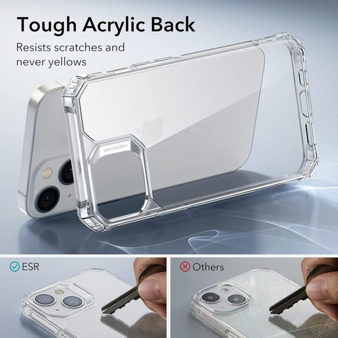 ESR Air Armor Case for iPhone 14/13, Clear, Military-Grade Protection, Shockproof Corners, Yellowing-Resistant Acrylic.