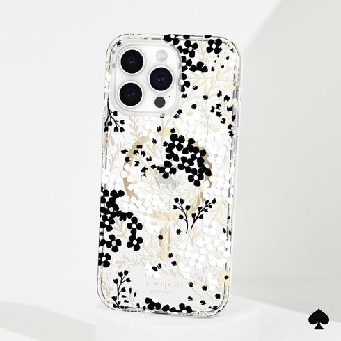 Kate Spade New York iPhone 14 Pro Max Case - Multi Floral Black and White, Compatible with MagSafe