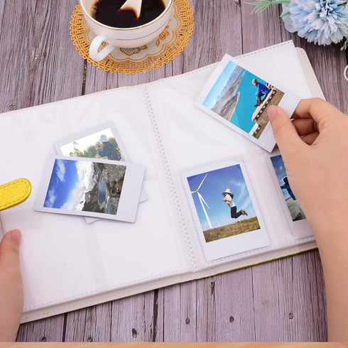 Hapeper 128 Pockets Photo Album for Fujifilm Instax Mini 12 11 9 8 90 70 40 Instant Camera Films (Golden)