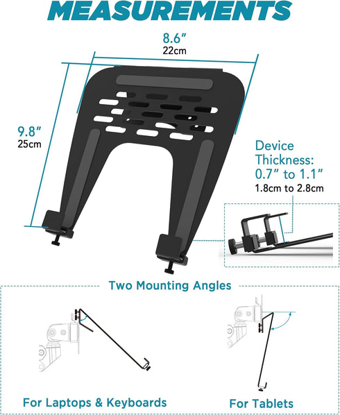 ULTRARM 75/100 29lbs Laptop Tray Steel Notebook Holder for Monitor Arm Desk Mount Stand Fits VESA Mounting Holes