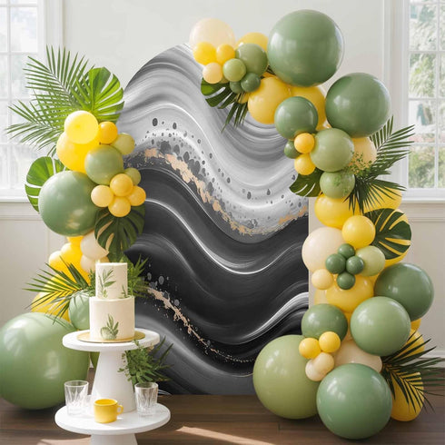 Jnbasdffb 7.2 Marble Wedding Arch Cover,Stretchy Spandex Arch Backdrop Stand Covers FT,Black Grey Oil Painting Gradient