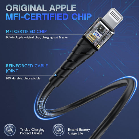 OIITH MFi Certified iPhone Charger Cable 3 Pack 3 Ft, Fast 2.4A Lightning Charging Cord for iPhone 12/11/XS/Max/XR