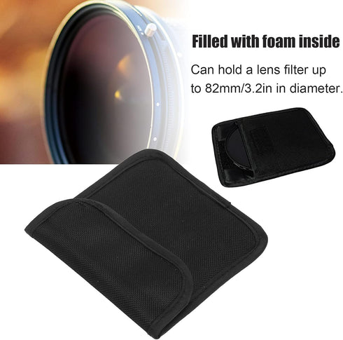 Lens Filter Storage Bag, Lens Filter Case Anti Shock Soft Nylon Photography Lens Filter Insert Filter Pouch for Filters Up to 82mm