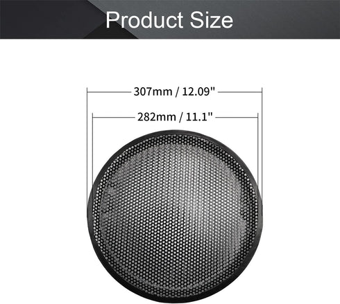 Fielect 2Pcs 12 inch Speaker Grill Cover Mesh Car Audio SubWoofer Grille Waffle Grill Cover Guard Protector Grille Black