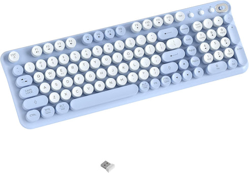 COVEVA Wireless Bluetooth Keyboard - Full Size Retro Round Typewriter Style Wireless Keyboard