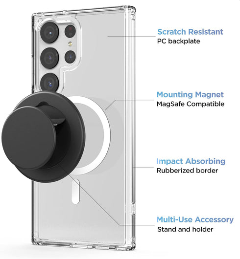 Encased Magnetic Pop Case for Samsung Galaxy S23 Ultra 6.8 (2023) with Compatible Magnet Phone Grip Socket