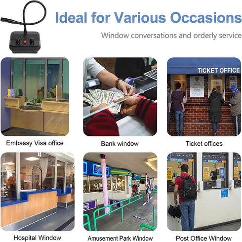 Window Intercom Speaker System, Dual-Way Intercommunication Microphone for Business/Bank/Office/Hospital, Talk Through