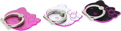 Kitty Cell Phone Ring Grip Stand Holder - Car Mounts in Black, Pink, Silver/Pink Rim