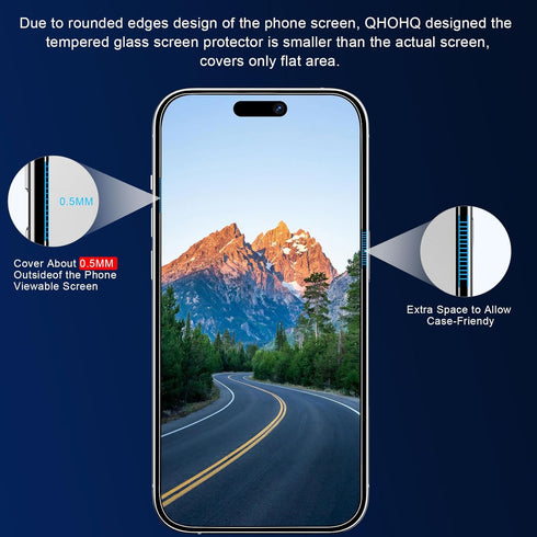 QHOHQ 3 Pack Privacy Screen Protector for iPhone 15 Pro (6.1 Inch) with 3 Pack Camera Lens Protector, Anti Spy, 9H