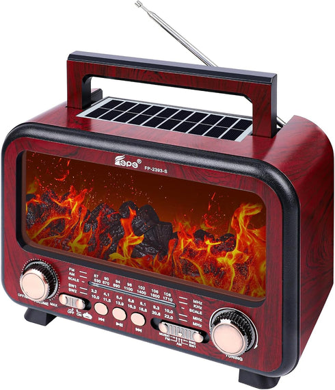 T.TAOMI Retro Portable Radio AM FM SW Shortwave Radio with Bluetooth Speaker,Flame Atmosphere