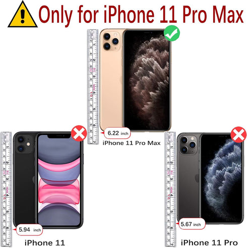 MONASAY Wallet Case for iPhone 11 Pro Max 5G - 6.5-inch Flip Folio Leather Cover with Glass Screen Protector and RFID