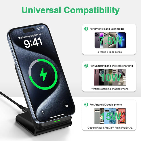 Wireless Charger for Samsung 24 Ultra Android Desk Phone Charger Stand, Fast Charging Station Pad for Samsung Galaxy