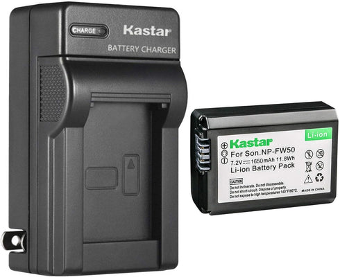Kastar NP-FW50 Battery & AC Charger for Sony ILCE-5000, a5000, ILCE-5100, a5100, ILCE-6000, a6000