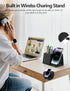 2-in-1 Pen Holder with Wireless Charger, Compatible with iPhone 16/15/14/13/12/11/8 Series, Desk Phone Stand