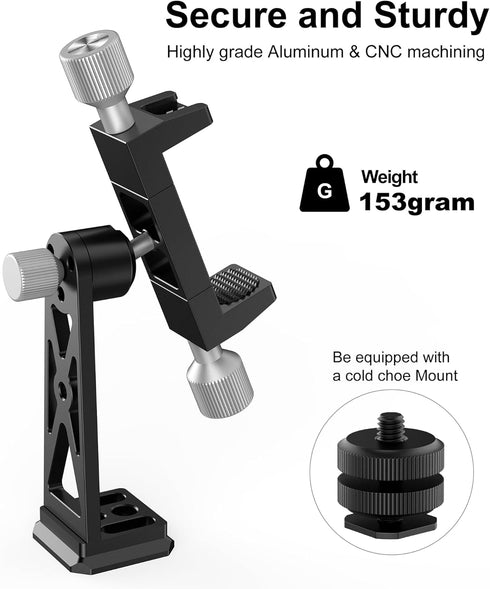 Peastrex 360Ball Metal Phone Tripod Mount Extra Deep Clamp with Arca Port Cold Shoe Head Cellphone Tripod Adapter