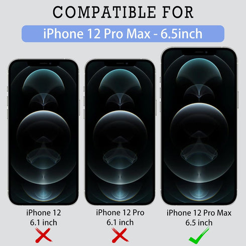 2 Pack HD Tempered Glass Screen Protector with Front Slide Camera Cover for iPhone 12 Pro Max - Privacy Protection,