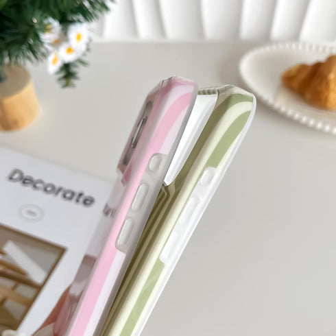 Yeddabox 17 for iPhone Pro Max Case Cute Striped Phone Case Soft TPU Slim Shockproof Phone Cover for Women Girls, Pink