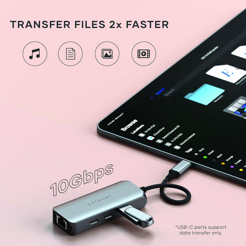 Satechi USB C Ethernet Adapter 2.5 Gigabit, 4 in 1 Network Adapter with Enhanced Speed and 3 USB C 3.2 Ports for Mac,